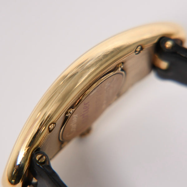 極美品 CARTIER カルティエ べニュワール アロンジェ 腕時計 2605 重量約42.57g 18KYG クオーツ ブラック ゴールド シルバー文字盤 中古 4a010225