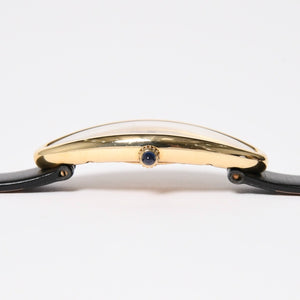 極美品 CARTIER カルティエ べニュワール アロンジェ 腕時計 2605 重量約42.57g 18KYG クオーツ ブラック ゴールド シルバー文字盤 中古 4a010225