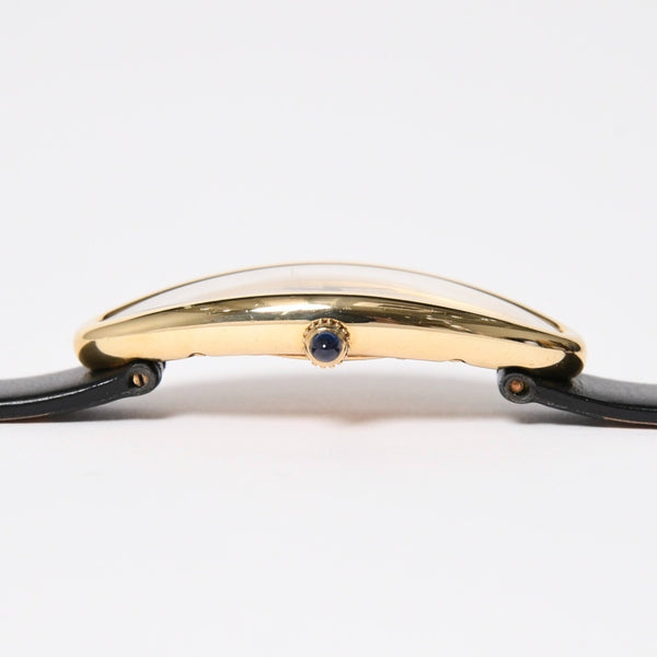 極美品 CARTIER カルティエ べニュワール アロンジェ 腕時計 2605 重量約42.57g 18KYG クオーツ ブラック ゴールド シルバー文字盤 中古 4a010225