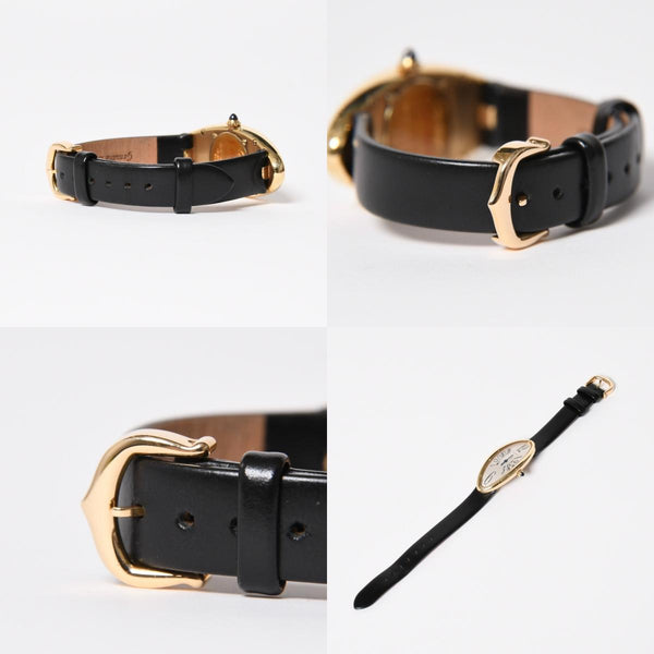 極美品 CARTIER カルティエ べニュワール アロンジェ 腕時計 2605 重量約42.57g 18KYG クオーツ ブラック ゴールド シルバー文字盤 中古 4a010225