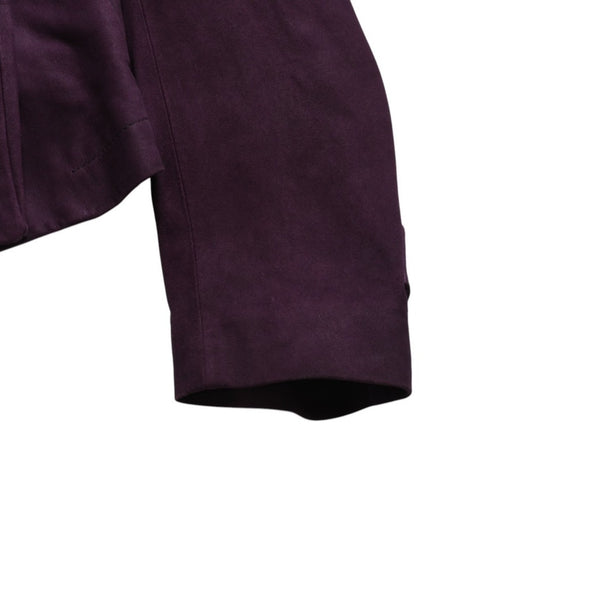 極美品 ANN DEMEULEMEESTER アンドゥムルメステール ダブルブレスト ショート ピーコート 082-1003-270-038 36サイズ パープル レザー 中古 4a009312