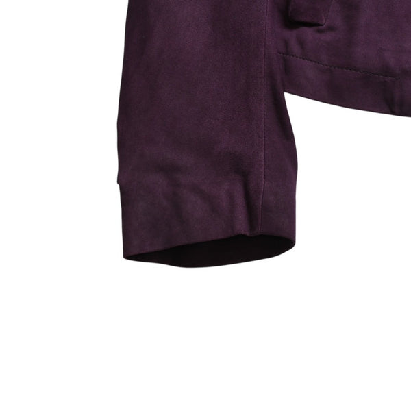 極美品 ANN DEMEULEMEESTER アンドゥムルメステール ダブルブレスト ショート ピーコート 082-1003-270-038 36サイズ パープル レザー 中古 4a009312