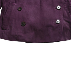 極美品 ANN DEMEULEMEESTER アンドゥムルメステール ダブルブレスト ショート ピーコート 082-1003-270-038 36サイズ パープル レザー 中古 4a009312