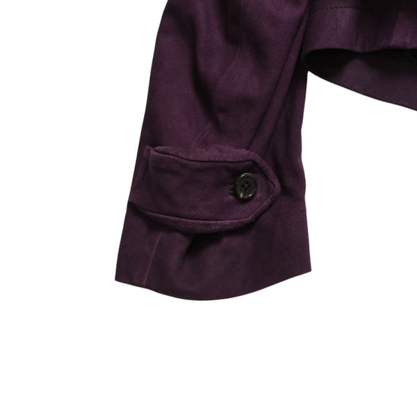 極美品 ANN DEMEULEMEESTER アンドゥムルメステール ダブルブレスト ショート ピーコート 082-1003-270-038 36サイズ パープル レザー 中古 4a009312