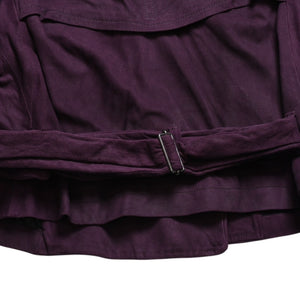 極美品 ANN DEMEULEMEESTER アンドゥムルメステール ダブルブレスト ショート ピーコート 082-1003-270-038 36サイズ パープル レザー 中古 4a009312