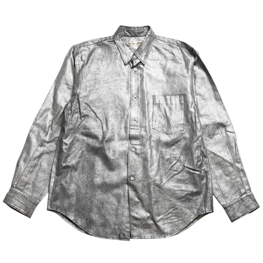 COMME des GARCONS Long Sleeve Shirt GB-040080 AD1994 Tanaka Homme One Size Silver Print Coating Good Condition Used 4a009322