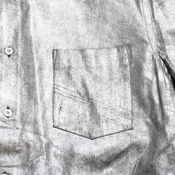 COMME des GARCONS Long Sleeve Shirt GB-040080 AD1994 Tanaka Homme One Size Silver Print Coating Good Condition Used 4a009322