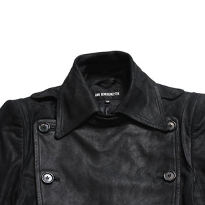 ANN DEMEULEMEESTER アンドゥムルメステール ナポレオンレザージャケット 36サイズ ブラック ダブルブレスト クロップド丈 美品 中古 4a009311
