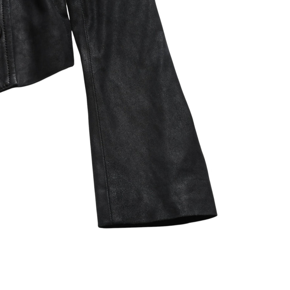 ANN DEMEULEMEESTER Napoleon leather jacket size 36 black double breasted cropped length good condition used 4a009311