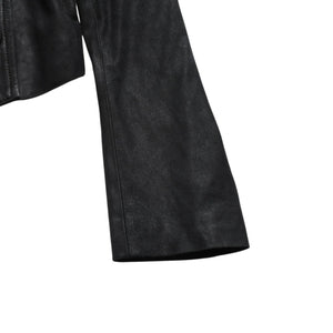 ANN DEMEULEMEESTER アンドゥムルメステール ナポレオンレザージャケット 36サイズ ブラック ダブルブレスト クロップド丈 美品 中古 4a009311
