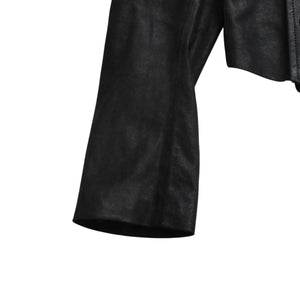 ANN DEMEULEMEESTER アンドゥムルメステール ナポレオンレザージャケット 36サイズ ブラック ダブルブレスト クロップド丈 美品 中古 4a009311