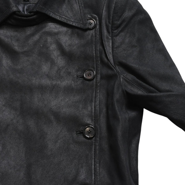 ANN DEMEULEMEESTER アンドゥムルメステール ナポレオンレザージャケット 36サイズ ブラック ダブルブレスト クロップド丈 美品 中古 4a009311