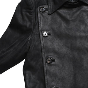 ANN DEMEULEMEESTER アンドゥムルメステール ナポレオンレザージャケット 36サイズ ブラック ダブルブレスト クロップド丈 美品 中古 4a009311