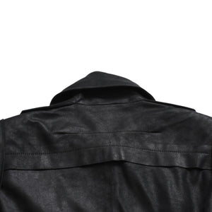 ANN DEMEULEMEESTER アンドゥムルメステール ナポレオンレザージャケット 36サイズ ブラック ダブルブレスト クロップド丈 美品 中古 4a009311