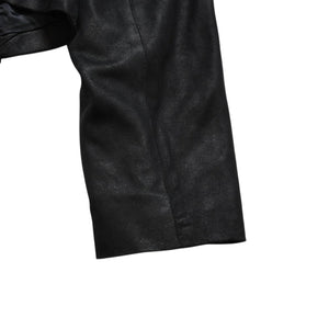 ANN DEMEULEMEESTER アンドゥムルメステール ナポレオンレザージャケット 36サイズ ブラック ダブルブレスト クロップド丈 美品 中古 4a009311