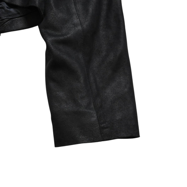 ANN DEMEULEMEESTER アンドゥムルメステール ナポレオンレザージャケット 36サイズ ブラック ダブルブレスト クロップド丈 美品 中古 4a009311