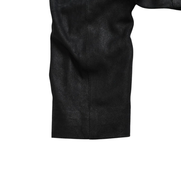 ANN DEMEULEMEESTER アンドゥムルメステール ナポレオンレザージャケット 36サイズ ブラック ダブルブレスト クロップド丈 美品 中古 4a009311