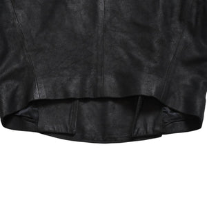 ANN DEMEULEMEESTER アンドゥムルメステール ナポレオンレザージャケット 36サイズ ブラック ダブルブレスト クロップド丈 美品 中古 4a009311
