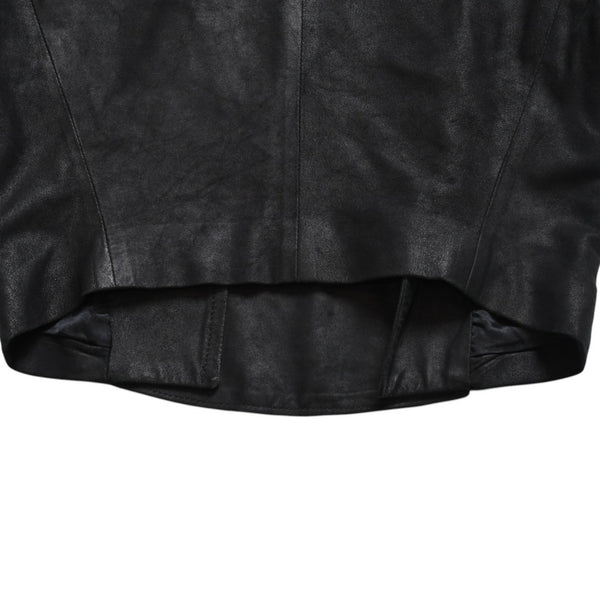 ANN DEMEULEMEESTER アンドゥムルメステール ナポレオンレザージャケット 36サイズ ブラック ダブルブレスト クロップド丈 美品 中古 4a009311
