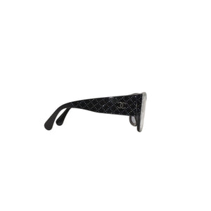 新品同様 CHANEL シャネル サングラス アイウェア 5421-B-A c.1426/4L サイズ53□21 135 ココマーク ラインストーン ネイビー 中古 4a001076