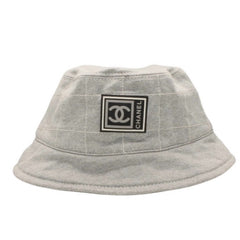 CHANEL CHANEL Sports Line Coco Mark Embroidery Bucket Hat Hat Gray Good Condition Used 4a000130