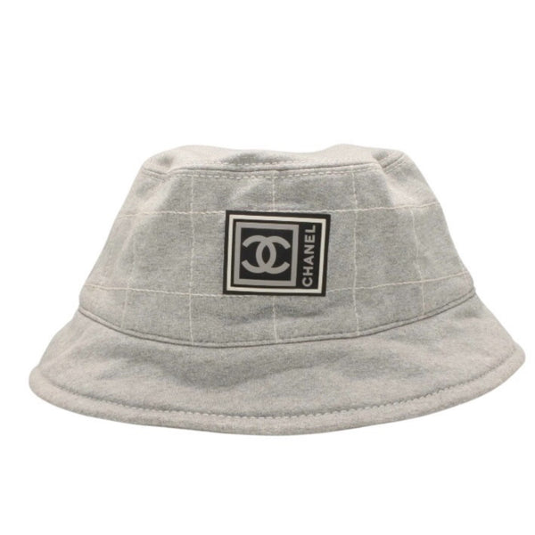 CHANEL CHANEL Sports Line Coco Mark Embroidery Bucket Hat Hat Gray Good Condition Used 4a000130