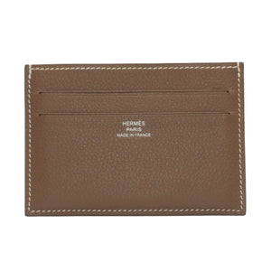 New and unused HERMES Vaux Swift Citizen Twill Card Case Business Card Holder Etoupe K Engraved Used 4a000980
