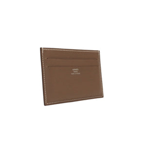 New and unused HERMES Vaux Swift Citizen Twill Card Case Business Card Holder Etoupe K Engraved Used 4a000980