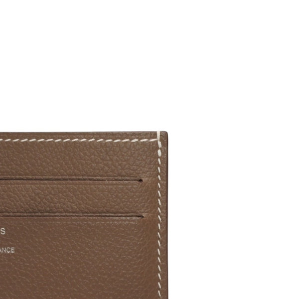 New and unused HERMES Vaux Swift Citizen Twill Card Case Business Card Holder Etoupe K Engraved Used 4a000980