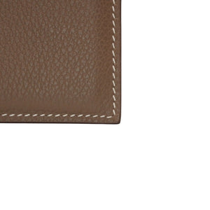 New and unused HERMES Vaux Swift Citizen Twill Card Case Business Card Holder Etoupe K Engraved Used 4a000980