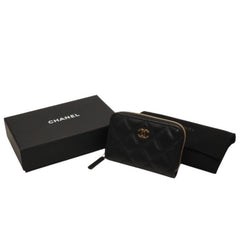New and unused CHANEL Classic Zip Coin Case Coin Purse AP0216 Random Number Coco Mark Grained Calfskin Used 4a000468