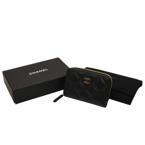 New and unused CHANEL Classic Zip Coin Case Coin Purse AP0216 Random Number Coco Mark Grained Calfskin Used 4a000468