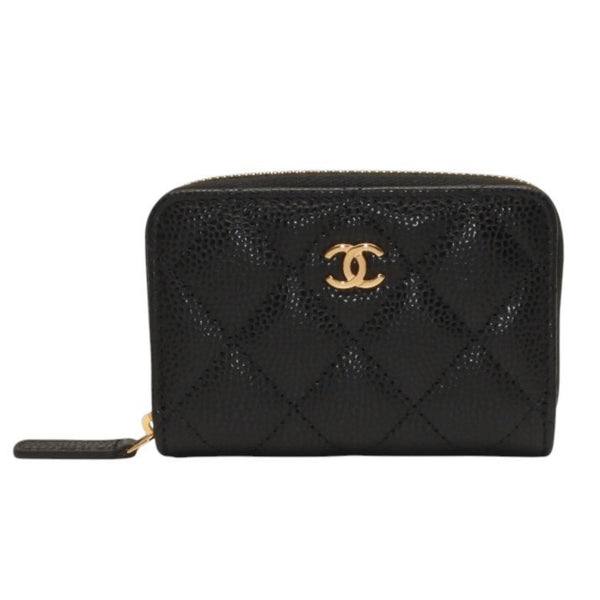 New and unused CHANEL Classic Zip Coin Case Coin Purse AP0216 Random Number Coco Mark Grained Calfskin Used 4a000468