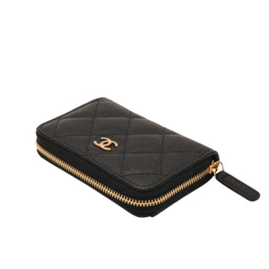New and unused CHANEL Classic Zip Coin Case Coin Purse AP0216 Random Number Coco Mark Grained Calfskin Used 4a000468