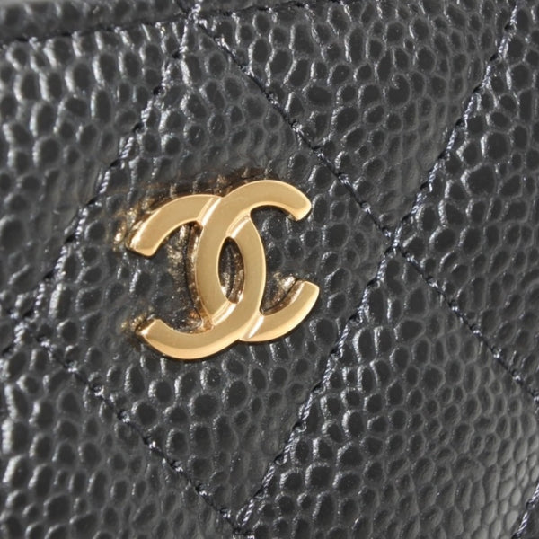 New and unused CHANEL Classic Zip Coin Case Coin Purse AP0216 Random Number Coco Mark Grained Calfskin Used 4a000468