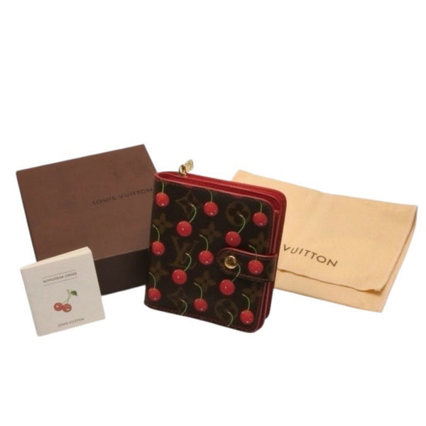 LOUIS VUITTON ルイヴィトン 二つ折り財布 コンパクトジップ さくらんぼ 村上隆 モノグラム M95005 美品 中古 4a000836