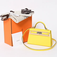 新品同様 HERMES エルメス MINI KELLY II ミニケリーⅡ 2WAYバッグ エプソン ジョーヌシトロン パラジウム金具 K刻印 中古 4a010126
