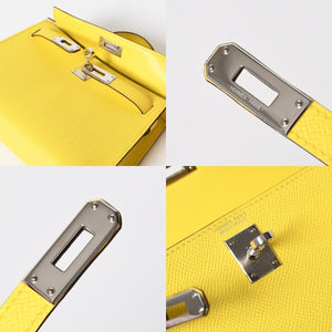 新品同様 HERMES エルメス MINI KELLY II ミニケリーⅡ 2WAYバッグ エプソン ジョーヌシトロン パラジウム金具 K刻印 中古 4a010126