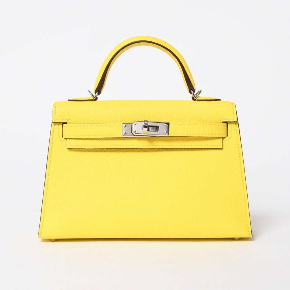 Like new HERMES MINI KELLY II 2WAY bag Epson Jaune Citron Palladium hardware K stamp Used 4a010126
