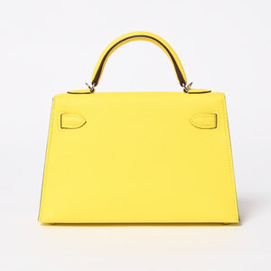 新品同様 HERMES エルメス MINI KELLY II ミニケリーⅡ 2WAYバッグ エプソン ジョーヌシトロン パラジウム金具 K刻印 中古 4a010126