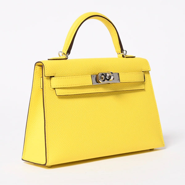 新品同様 HERMES エルメス MINI KELLY II ミニケリーⅡ 2WAYバッグ エプソン ジョーヌシトロン パラジウム金具 K刻印 中古 4a010126