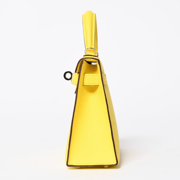 新品同様 HERMES エルメス MINI KELLY II ミニケリーⅡ 2WAYバッグ エプソン ジョーヌシトロン パラジウム金具 K刻印 中古 4a010126