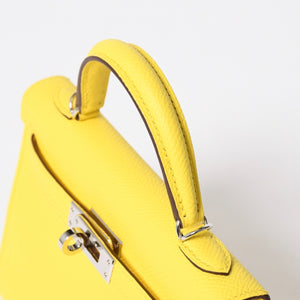 新品同様 HERMES エルメス MINI KELLY II ミニケリーⅡ 2WAYバッグ エプソン ジョーヌシトロン パラジウム金具 K刻印 中古 4a010126