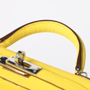 新品同様 HERMES エルメス MINI KELLY II ミニケリーⅡ 2WAYバッグ エプソン ジョーヌシトロン パラジウム金具 K刻印 中古 4a010126