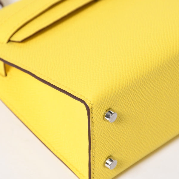 新品同様 HERMES エルメス MINI KELLY II ミニケリーⅡ 2WAYバッグ エプソン ジョーヌシトロン パラジウム金具 K刻印 中古 4a010126
