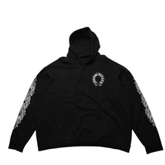 CHROME HEARTS Horseshoe&フFloral Cross Pullover Hoodie with Horseshoe Logo, Floral Cross Logo, Scroll Label Logo, XXL Size, SW Hoodie, Excellent Condition, Used, 4a003221