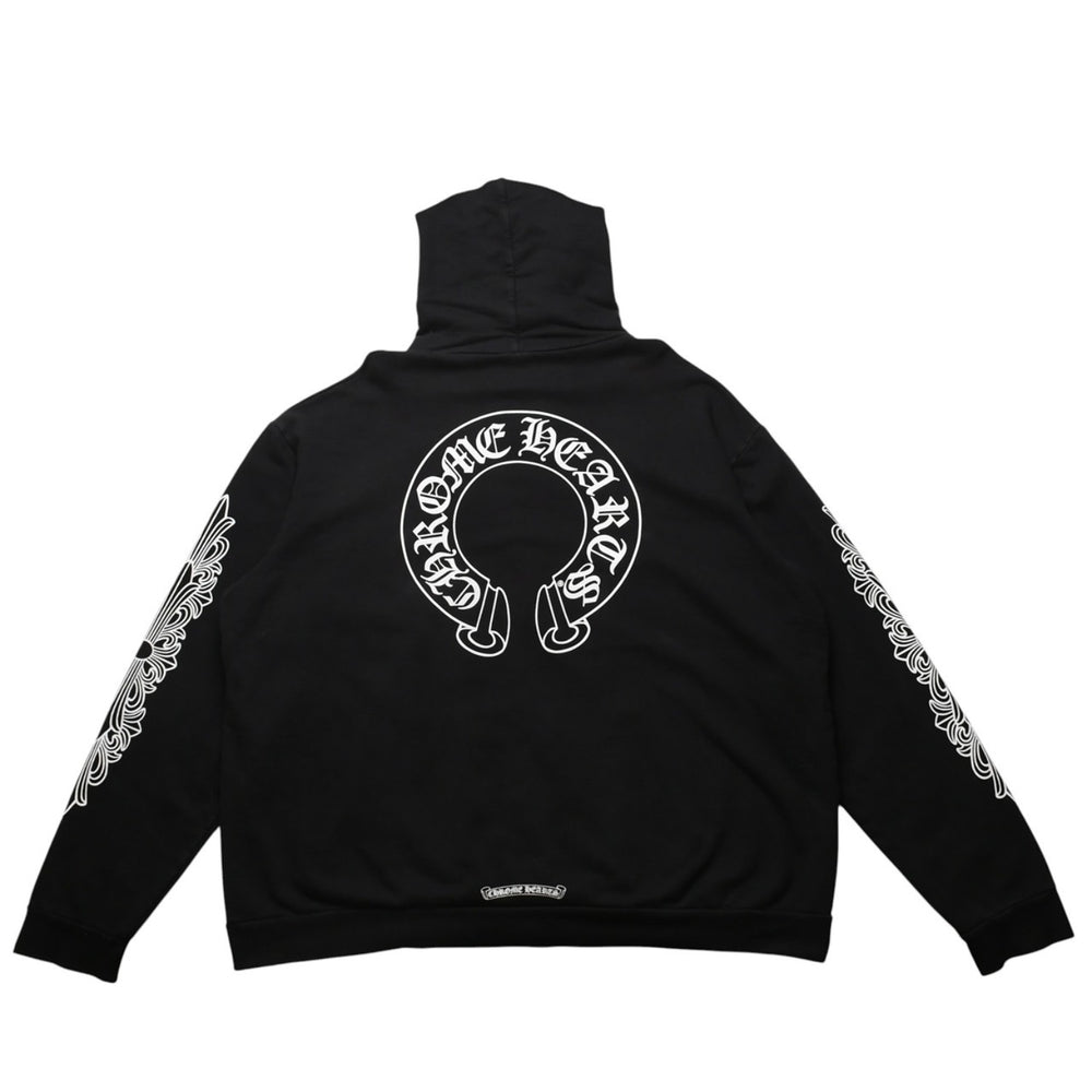 CHROME HEARTS Horseshoe&フFloral Cross Pullover Hoodie with Horseshoe Logo, Floral Cross Logo, Scroll Label Logo, XXL Size, SW Hoodie, Excellent Condition, Used, 4a003221