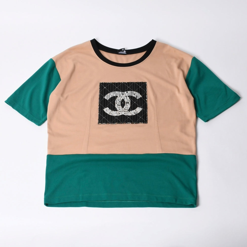 CHANEL シャネル 22SS 半袖Tシャツ P75264V22445 サイズ50 スペシャルオーダー ココマーク マルチカラー ビーズ メンズ 美品 中古 4b012758