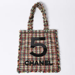 Very Good Condition CHANEL Chanel No.5 Tote Bag A91557 23rd Series Coco Mark Logo Patch Tweed Leather Multicolor Silver Hardware Used 4a000400