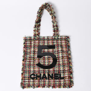 Very Good Condition CHANEL Chanel No.5 Tote Bag A91557 23rd Series Coco Mark Logo Patch Tweed Leather Multicolor Silver Hardware Used 4a000400